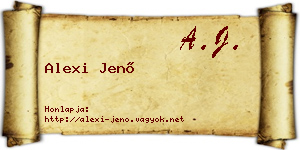 Alexi Jenő névjegykártya